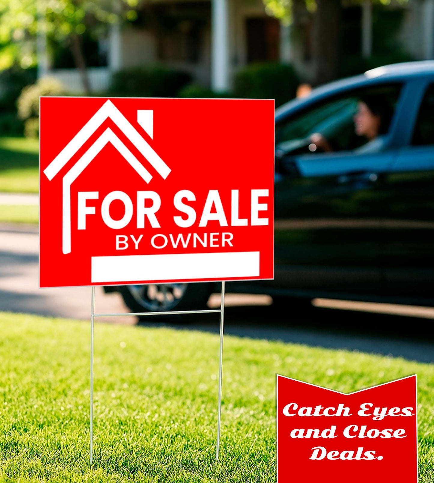3X For Sale By Owner Yard Sign 12x16 Double Sided Yard Plastic Signs with H Stakes - Perfect for Home Owners Real Estate Directional Signs - House For Sale Sign for Real Estate Agent Realtor Supplies