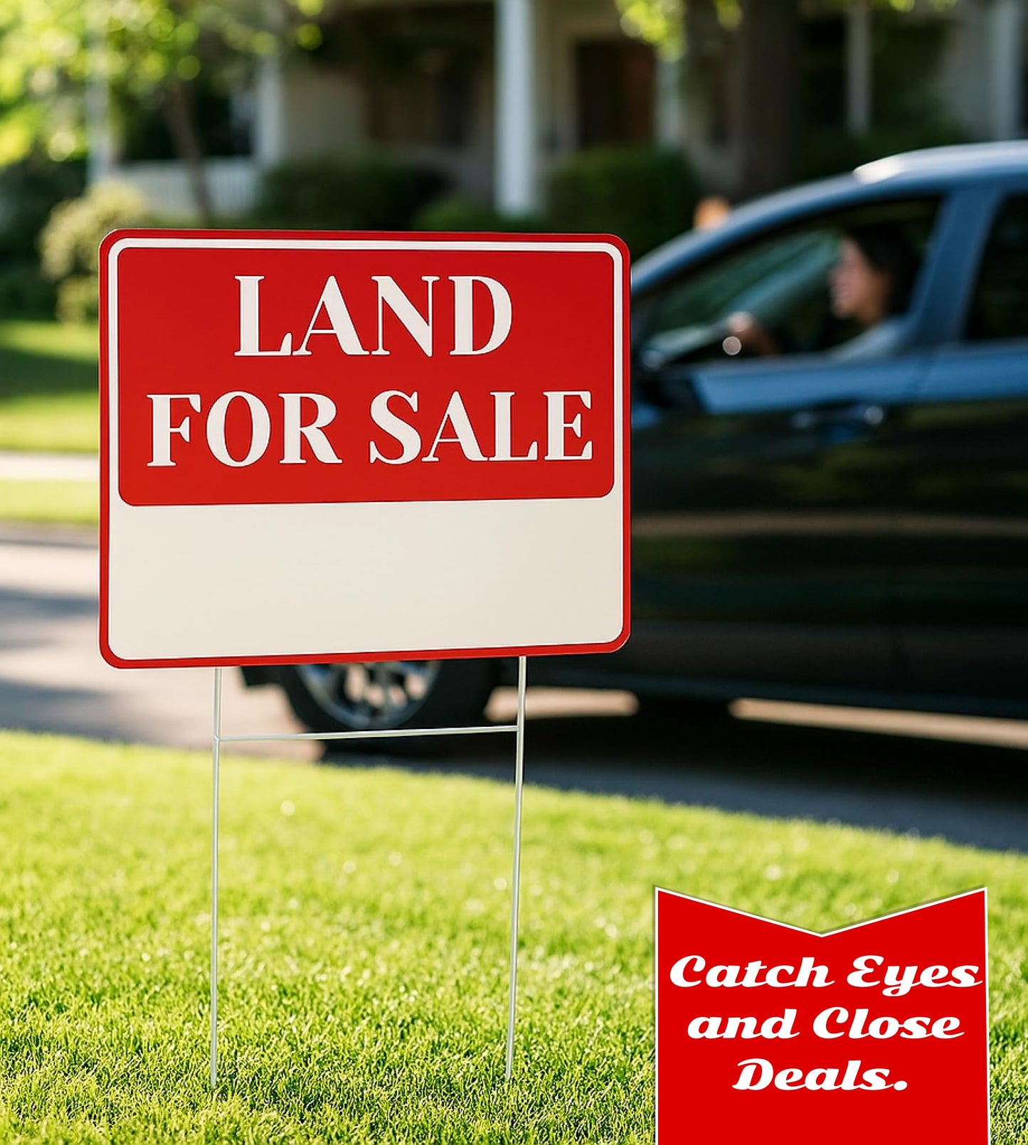3X Double Sided 12x16 Inches Land for Sale Yard Sign with Metal Stakes - House For Sale Plastic Signs for Real Estate Agent Realtor Supplies - for Outdoor Home - Perfect for Home Owners Real Estate