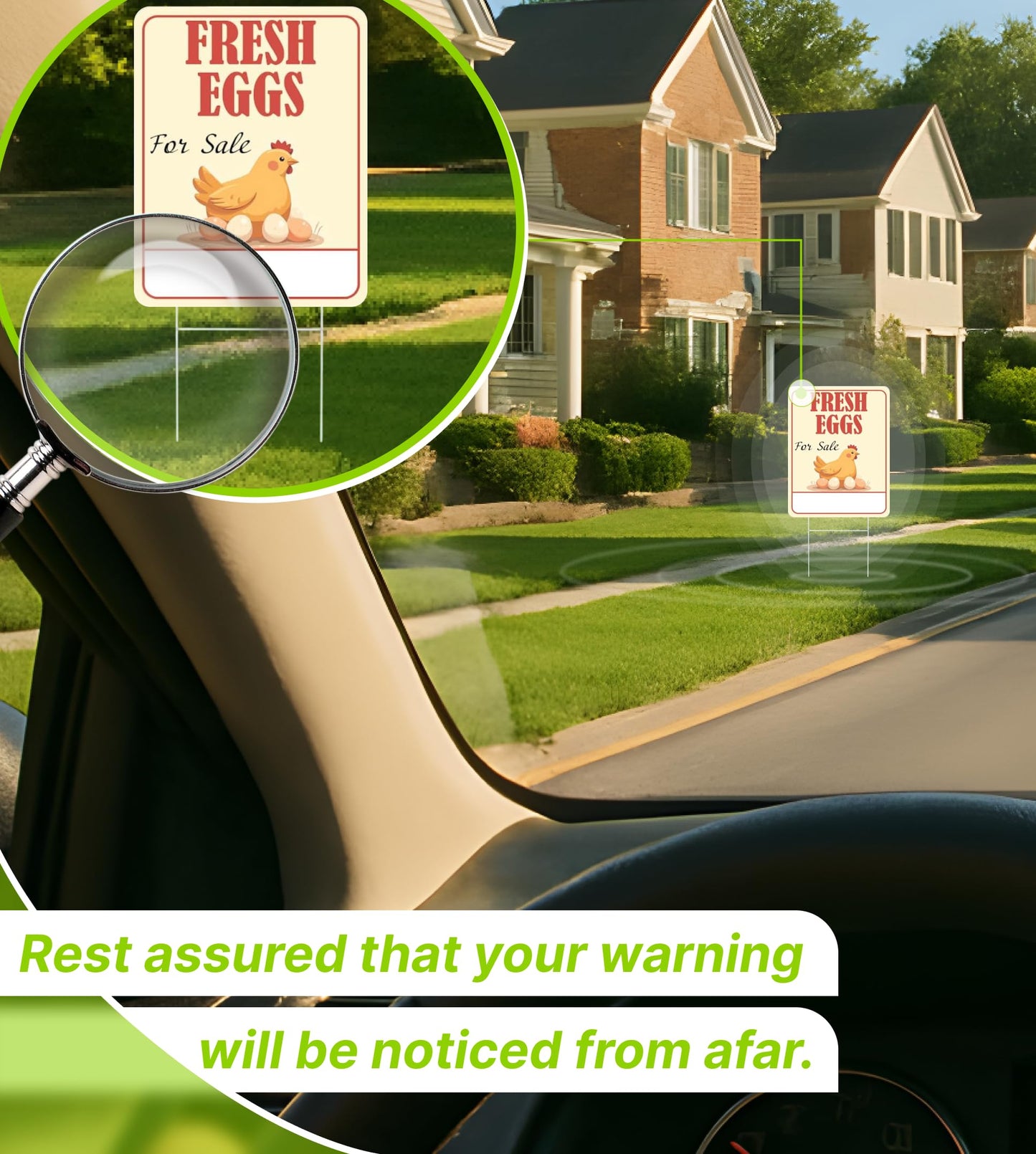3X Double Sided 12x16 Inches Fresh Eggs For Sale Plastic Sign with Metal H-Stakes - Farm Business Supplies Home Decor - Fresh Chicken Eggs For Sale Yard Sign - Fresh Eggs Sign for Outdoor and Indoor