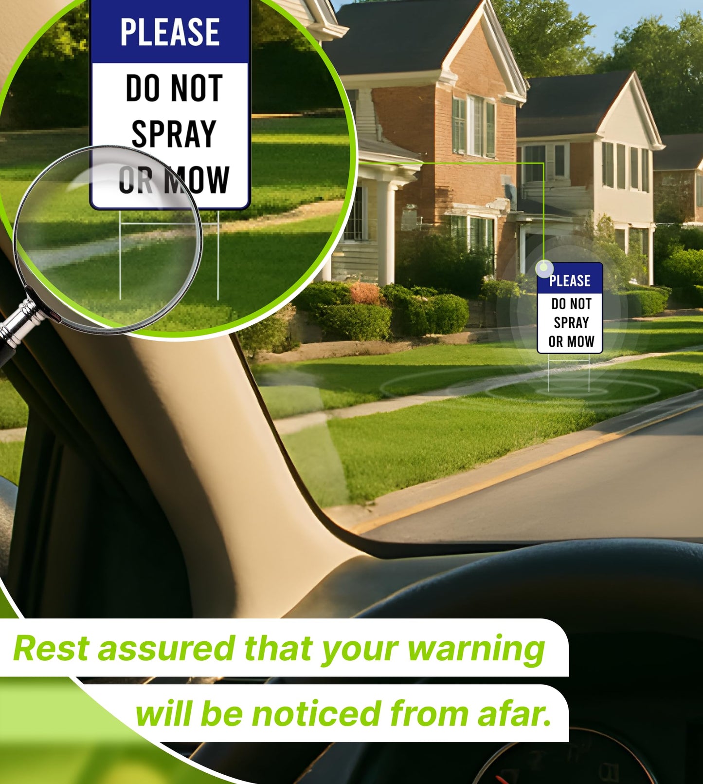 Set of 3 Double Sided Please Do Not Spray or Mow Sign with Metal Stakes - 12x8 Inches Plastics Garden Mow Signs for Outdoor and Indoor - Do Not Spray or Mow Neighborhood Street Caution Yard Signs