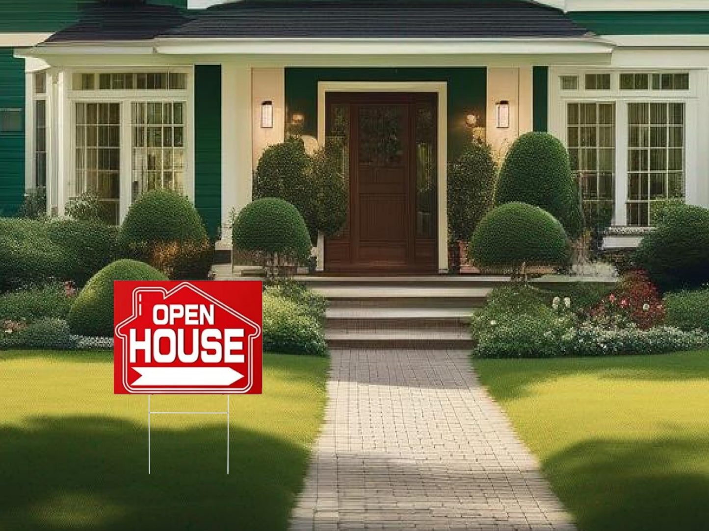 5X 12x8 Inch Open House Double Sided Signs for Real Estate Agent Supplies Sale Plastic Sign with H Wire Stakes - Realtor Supplies Houses for Sale By Owner Yard Sign - Moving Sale Directional Signs Kit