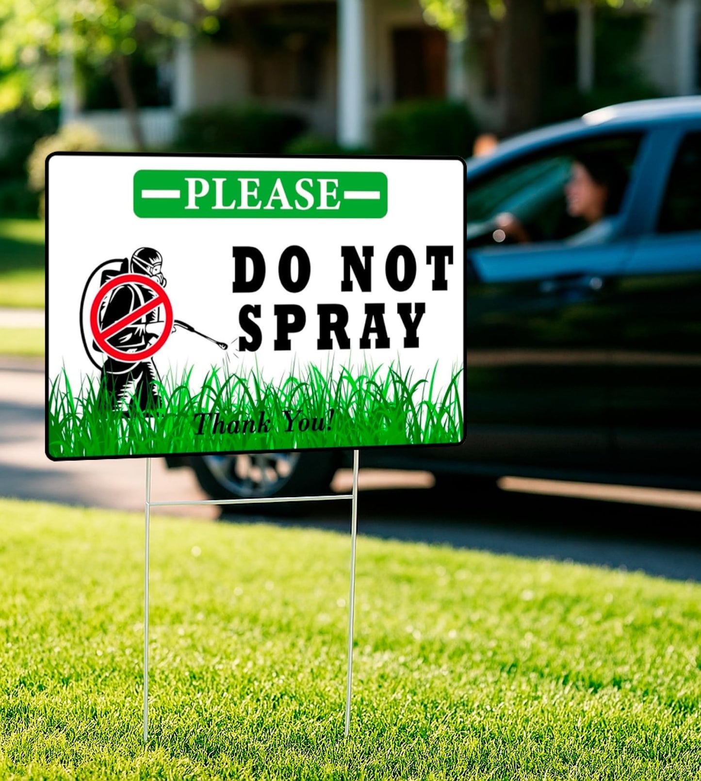 3 Pack 12x8 Inches Do Not Spray, Thank You with Metal Stakes - Plastic Double Sided Neighborhood Street Caution Yard Signs - Do No Spray Signs for Outdoor or Indoor/Onside or Inside
