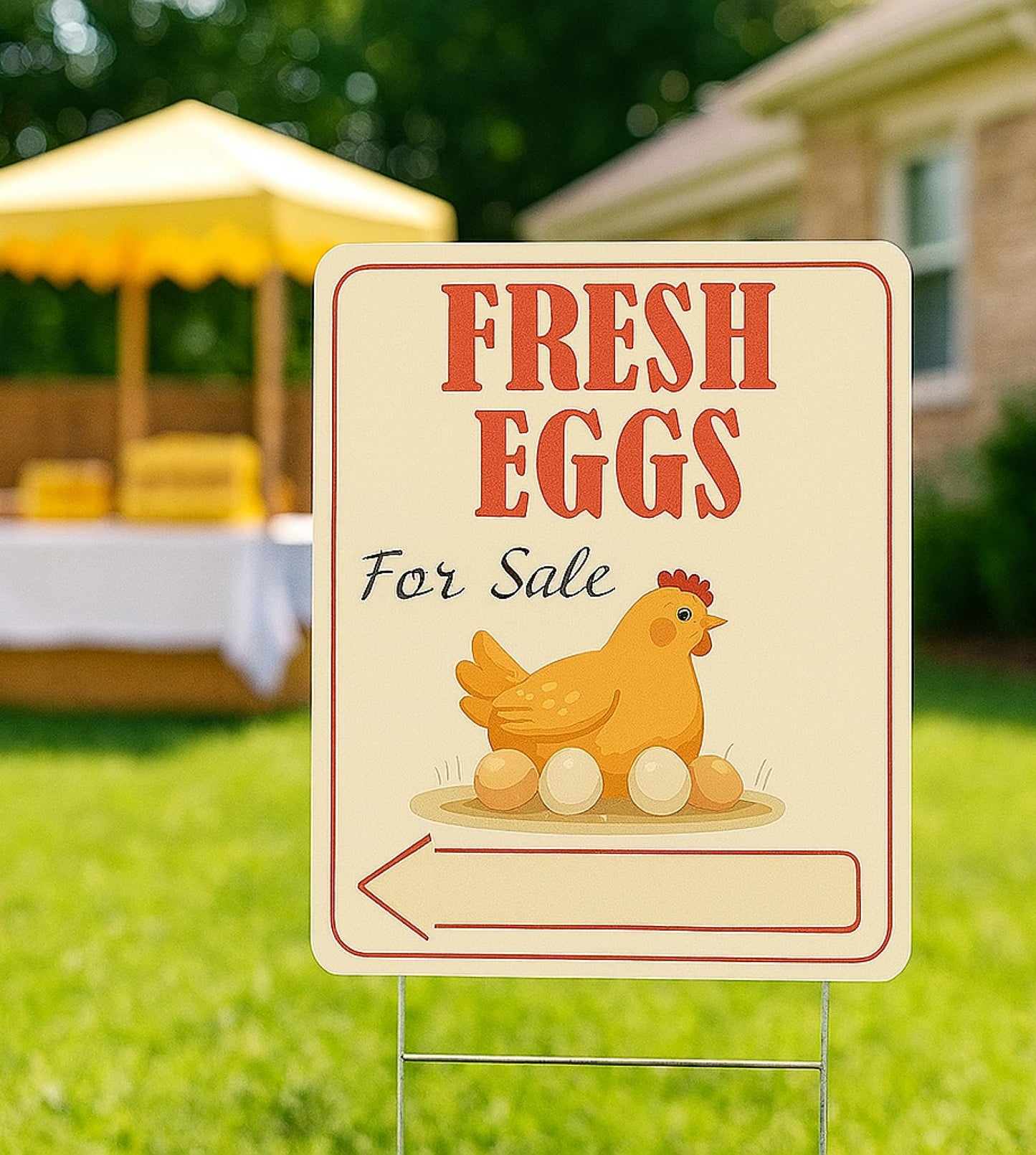3X Double Sided 12x16 Inches Fresh Eggs For Sale Plastic Sign with Metal H-Stakes - Farm Business Supplies Home Decor - Fresh Chicken Eggs For Sale Yard Sign - Fresh Eggs Sign for Outdoor and Indoor