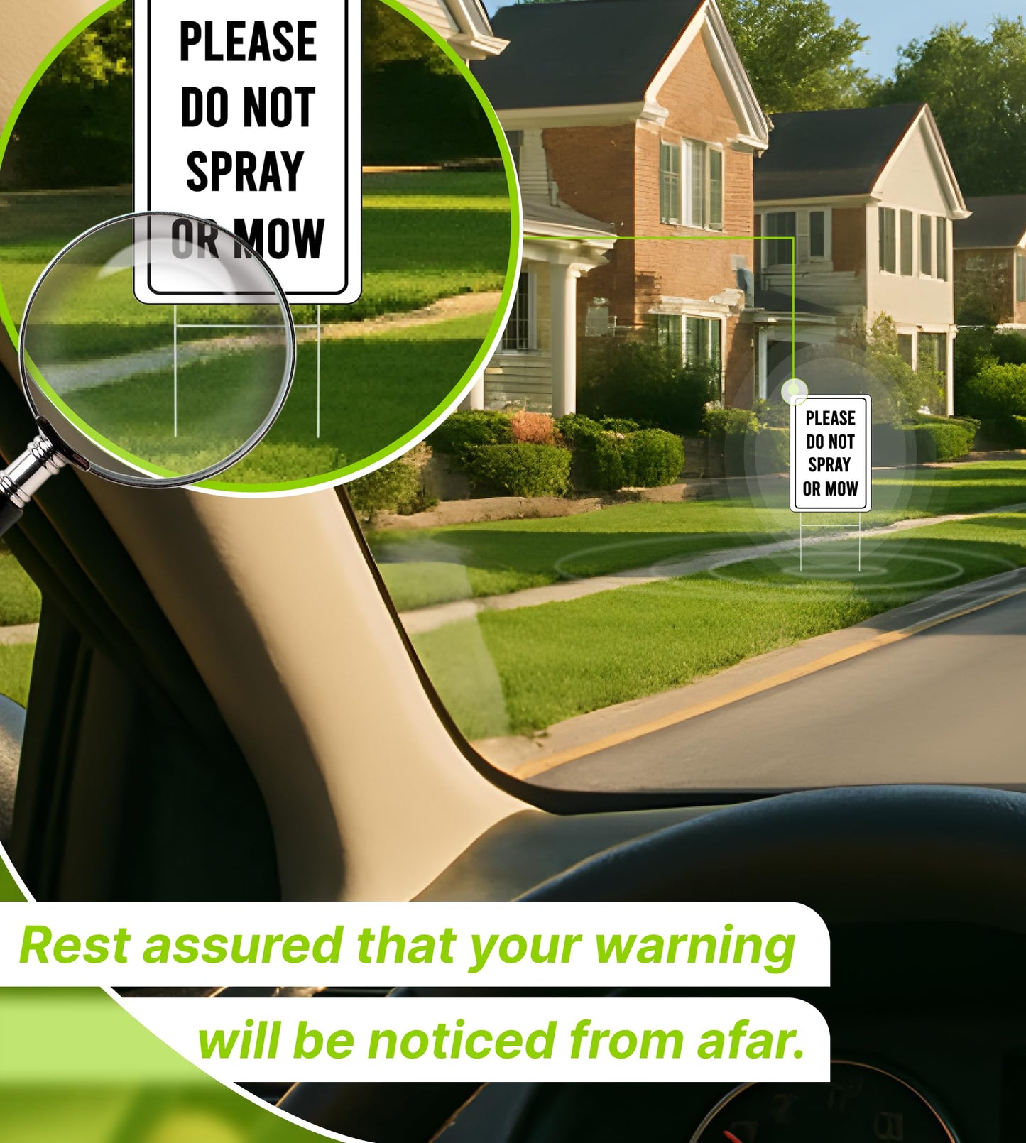 Set of 3 Double Sided Please Do not Spray or Mow Sign with Metal Stakes - 12x8 Inches Plastics Garden Signs Outdoor or Indoor for Lawn Yard - Please Stay Off My Grass Yard Sign