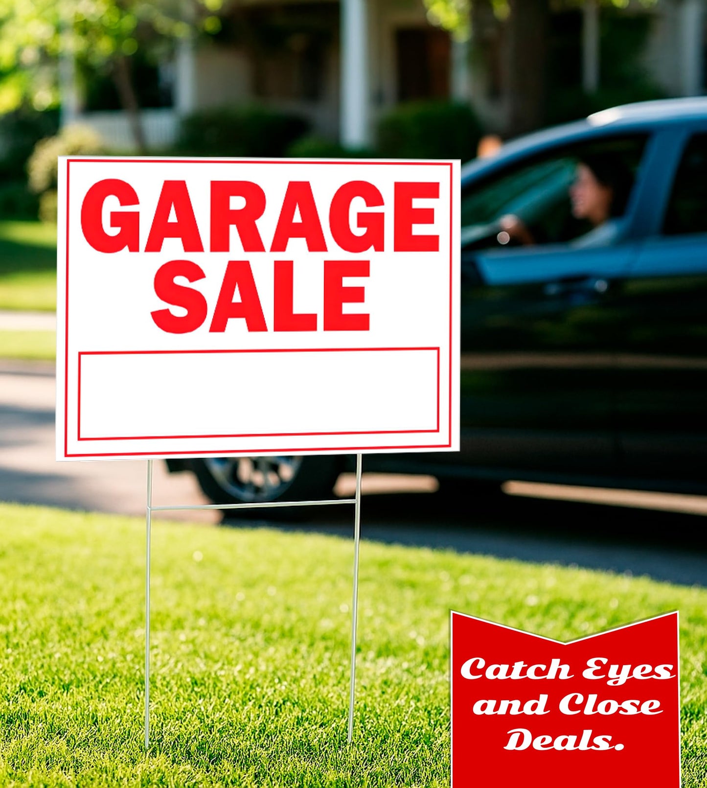 3X Double Sided 12x8 Garage Sale Sign - for Sale Signs With H-stakes Tall Stands Corrugated Plastic Plaque Custom Yard Signs with Lawn Stakes Personalized Street Sign - Garage Sale Open Door Signs