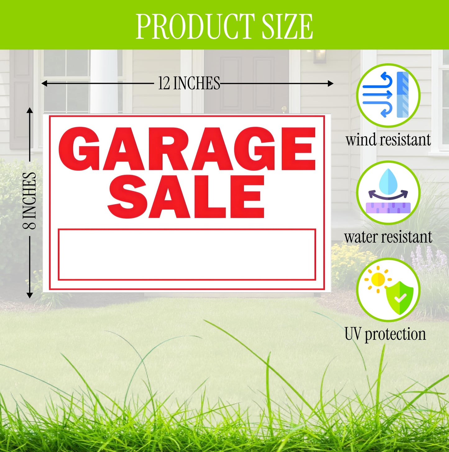 3X Double Sided 12x8 Garage Sale Sign - for Sale Signs With H-stakes Tall Stands Corrugated Plastic Plaque Custom Yard Signs with Lawn Stakes Personalized Street Sign - Garage Sale Open Door Signs