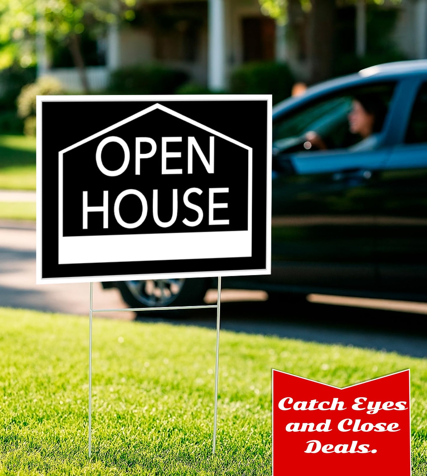 3X Open House Plastic Signs 12x16 Inch for Real Estate Agent for Sale Double Sided Sign with H Wire Stakes - Moving Sale Directional Signs Kit - Realtor for Sent Houses for Sale By Owner Yard Sign