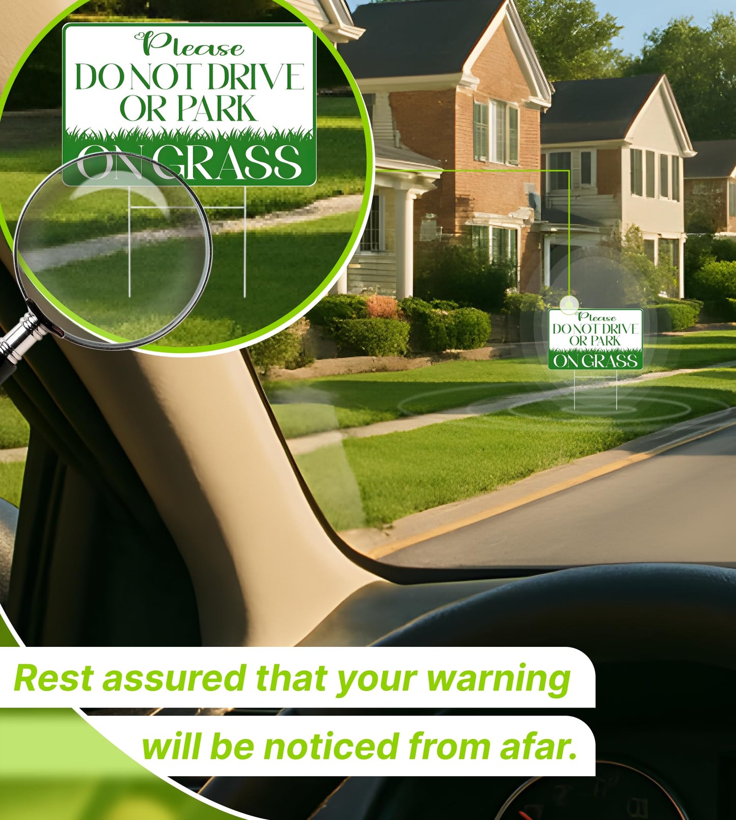 8x12 inch 6X Please Do Not Drive or Park on Grass Yard Plastic Sign - No Parking on Grass Double Sided Sign - Stay Off Grass for Yard - No Parking Signs with Stand - Stay Off and Keep off Grass Sign