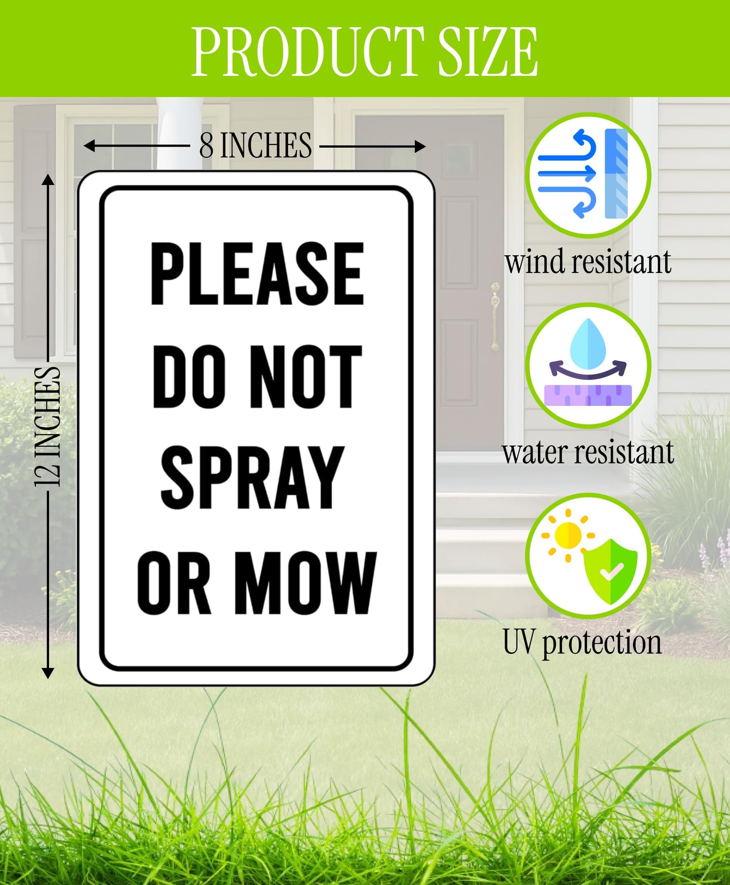 Set of 3 Double Sided Please Do not Spray or Mow Sign with Metal Stakes - 12x8 Inches Plastics Garden Signs Outdoor or Indoor for Lawn Yard - Please Stay Off My Grass Yard Sign
