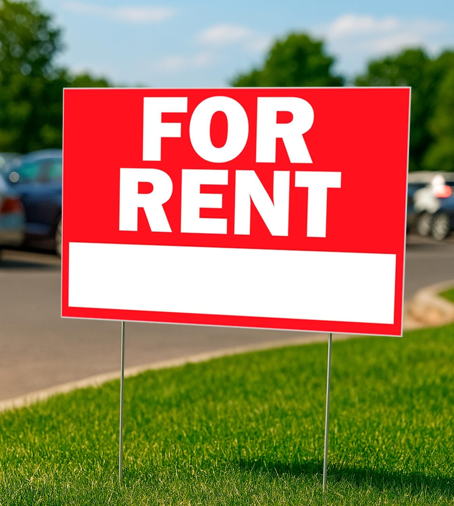 Double Sided Plastic Home for Rent sign - Set of 3 Pieces 12x8 Inch - Yard Sign with Tall Stands for Rentals Home Car Apartment Stores Business - Lawn Signs with Stakes and Garage Sale Sign
