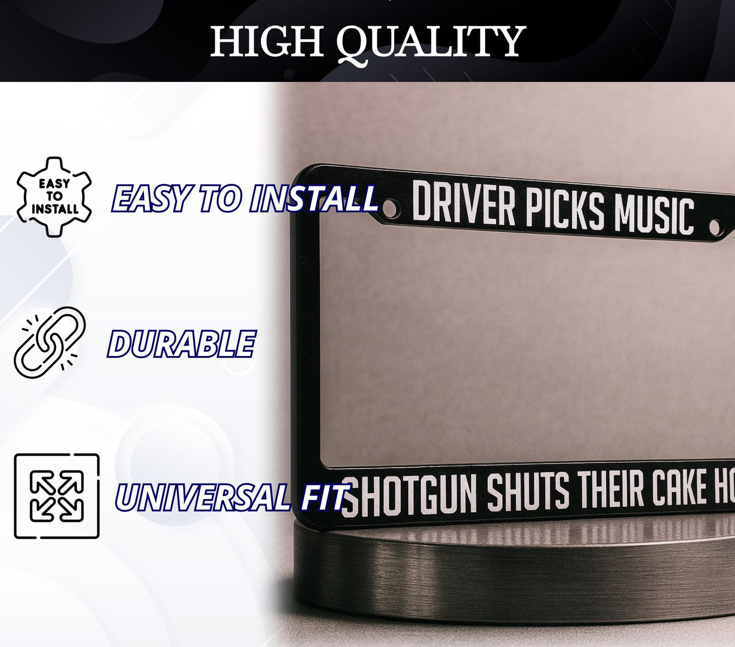 6x12.25 Inch License Plate Frame with 2 Holes and Screws Driver Picks Music Shotgun Shuts Their Cake Hole - Black Plate Frames Auto Car Accessoriesn - for US Standard Frame for Front and Rear