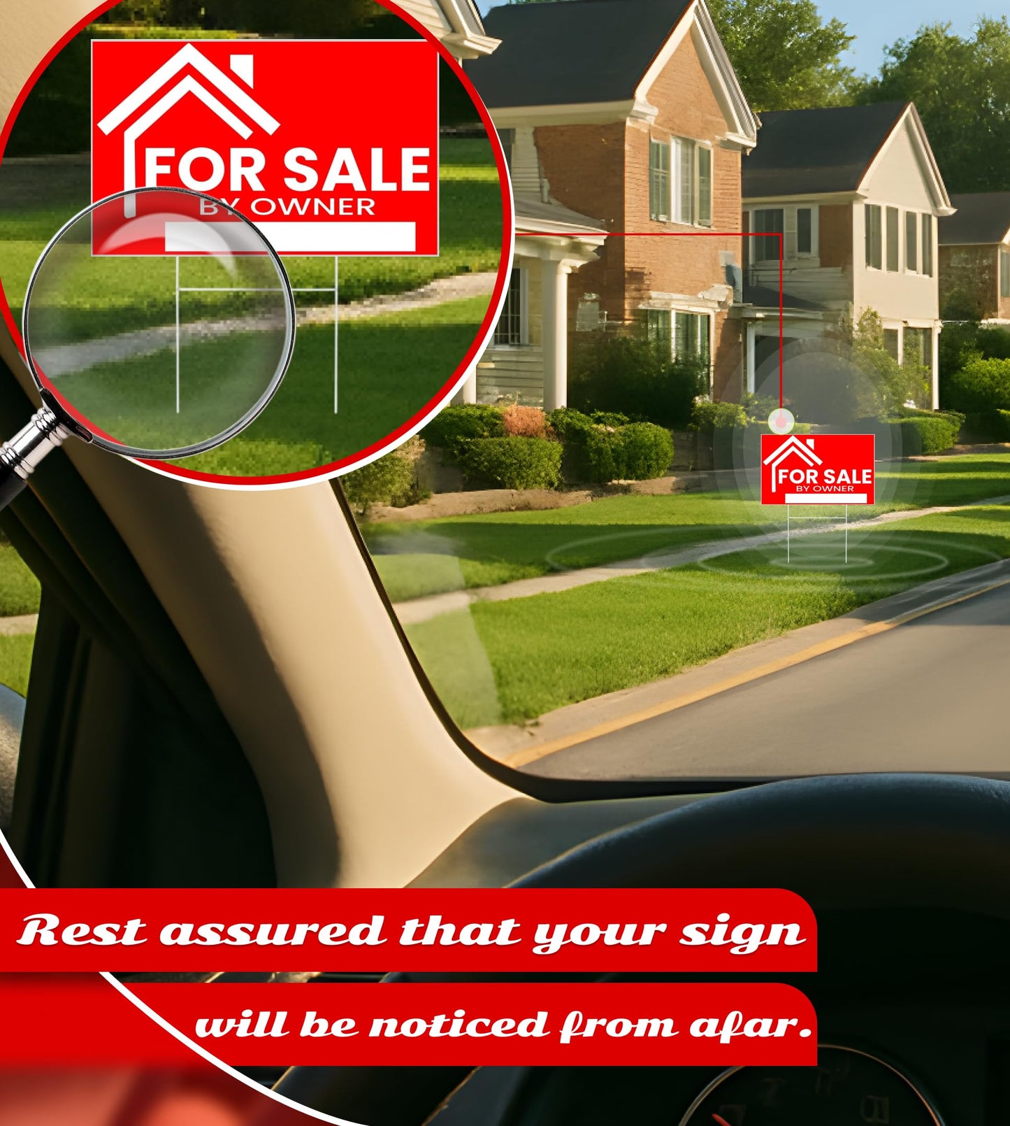 3X For Sale By Owner Yard Sign 12x16 Double Sided Yard Plastic Signs with H Stakes - Perfect for Home Owners Real Estate Directional Signs - House For Sale Sign for Real Estate Agent Realtor Supplies