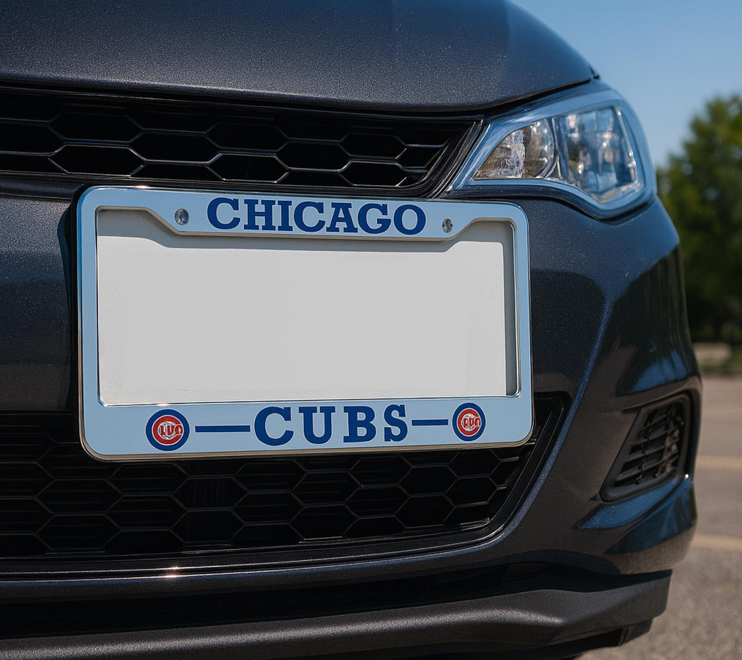 12.4x6.4 Inch License Plate Frames with 2 Holes and Screws - License Plate Frame Chicago for Car - Stainless Steel Frame for Front and Rear - American Plates Frames for All Cars - Standart Cars USA