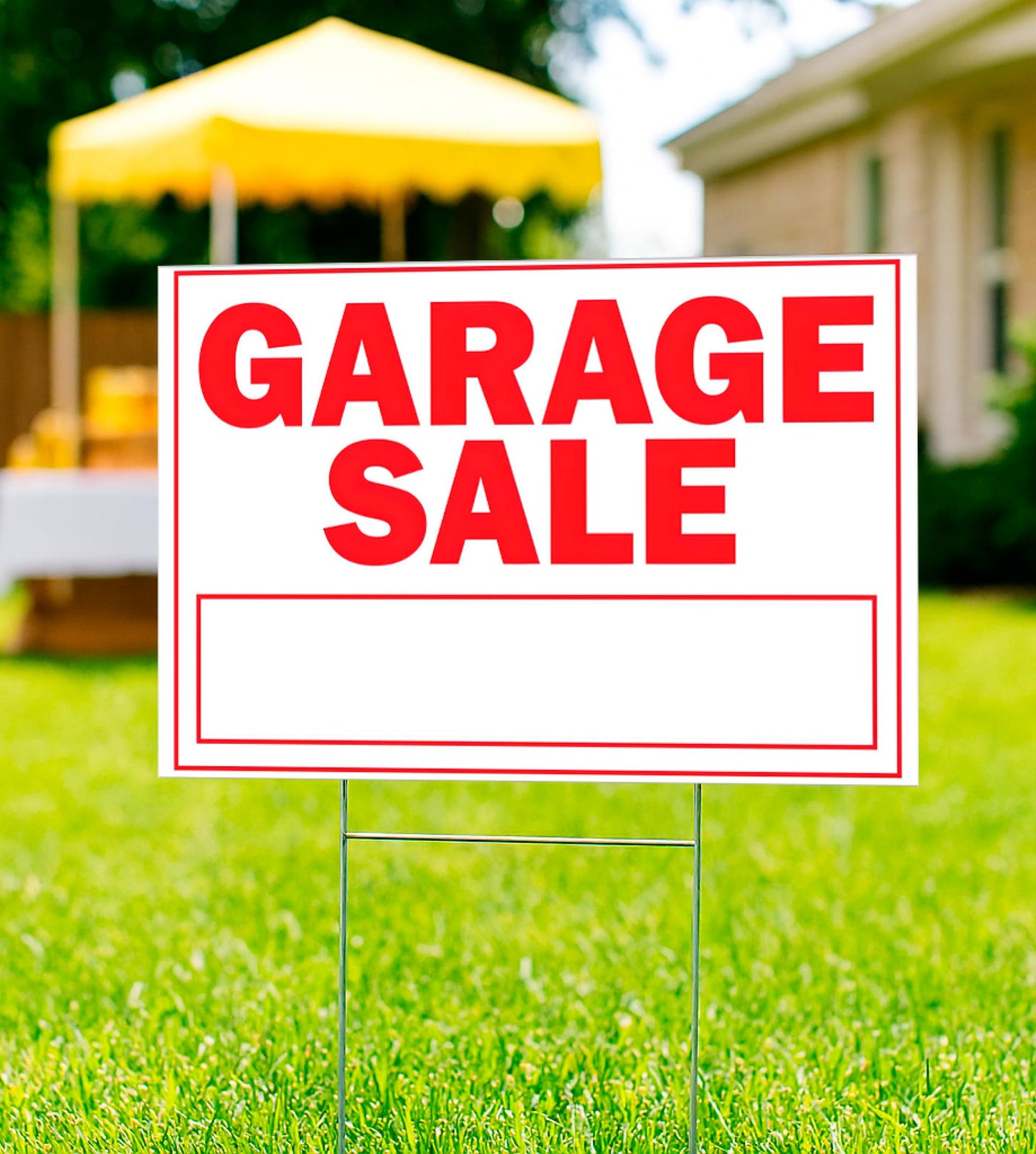 3X Double Sided 12x8 Garage Sale Sign - for Sale Signs With H-stakes Tall Stands Corrugated Plastic Plaque Custom Yard Signs with Lawn Stakes Personalized Street Sign - Garage Sale Open Door Signs