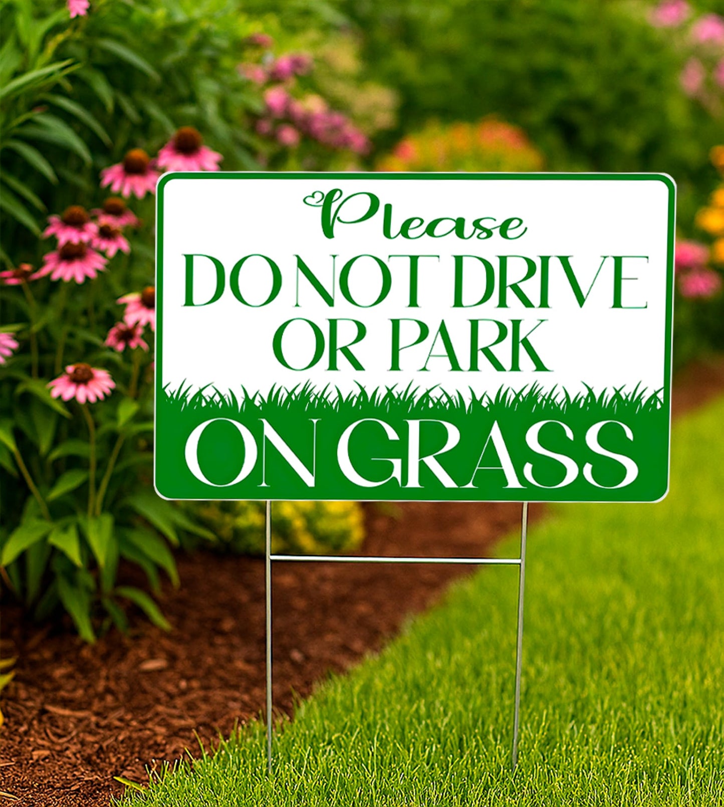 8x12 inch 6X Please Do Not Drive or Park on Grass Yard Plastic Sign - No Parking on Grass Double Sided Sign - Stay Off Grass for Yard - No Parking Signs with Stand - Stay Off and Keep off Grass Sign
