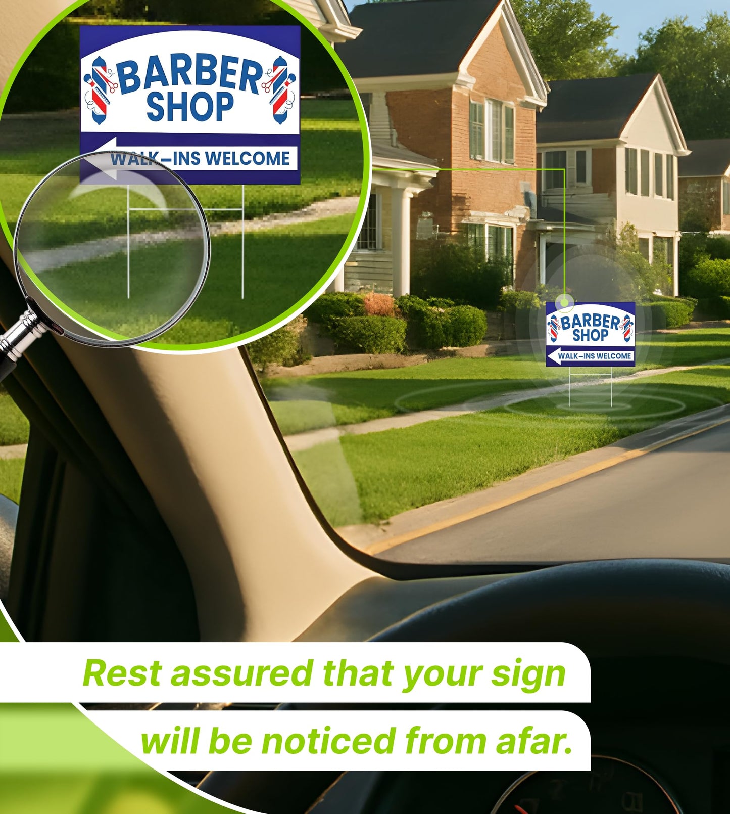 12x16 inch pack of 3 Barber Shop (Arrow) Yard Sign - Double-Sided Print with Metal Stakes - Barber Shop Grand Opening Plastic Sign - Spa Barber Shop Open Advertising Printing Lawn Garden