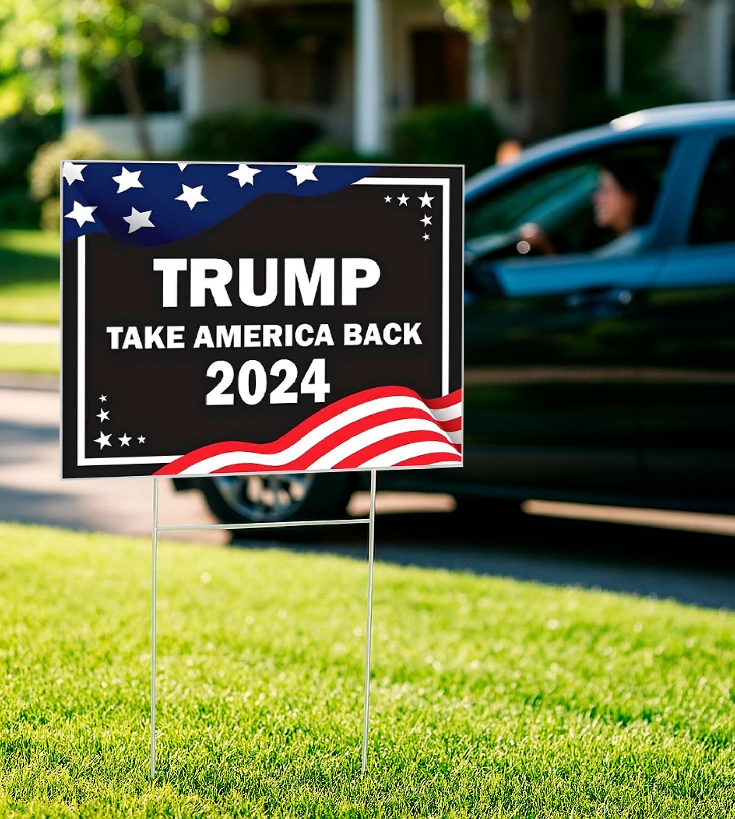 Pack of 3 2024 Yard Plastic Sign - 12x16 Coroplast Donald 2024 Yard Sign With H-Stakes Double Sided - President Take America Back - Biden Yard Sign for Republicans - Political Campaign Yard Sign