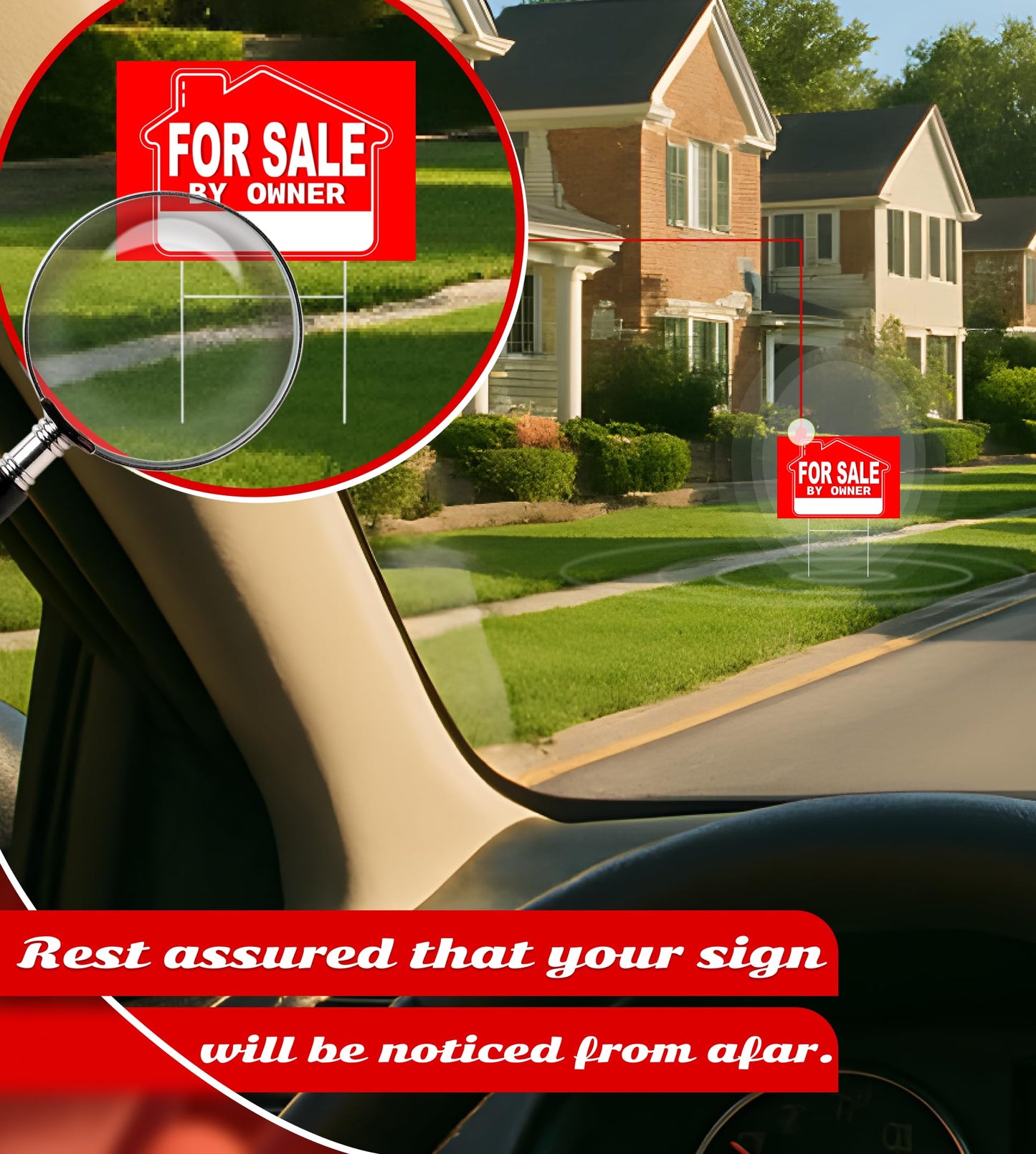 5X For Sale By Owner Yard Plastic 8x12 Sign - Yard Double Sided Signs with Metal H Stakes - for Home Owners Real Estate Directional Signs - House For Sale Sign for Real Estate Agent Realtor Supplies