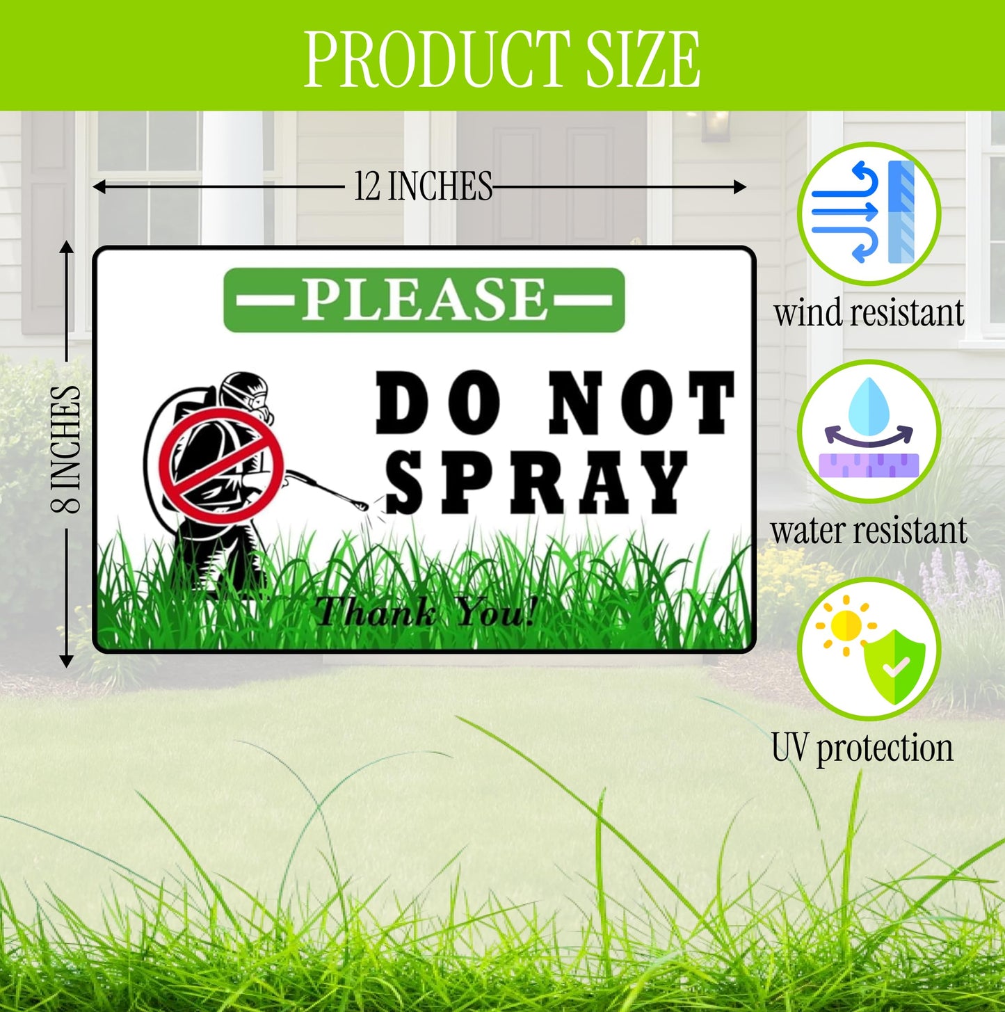 3 Pack 12x8 Inches Do Not Spray, Thank You with Metal Stakes - Plastic Double Sided Neighborhood Street Caution Yard Signs - Do No Spray Signs for Outdoor or Indoor/Onside or Inside