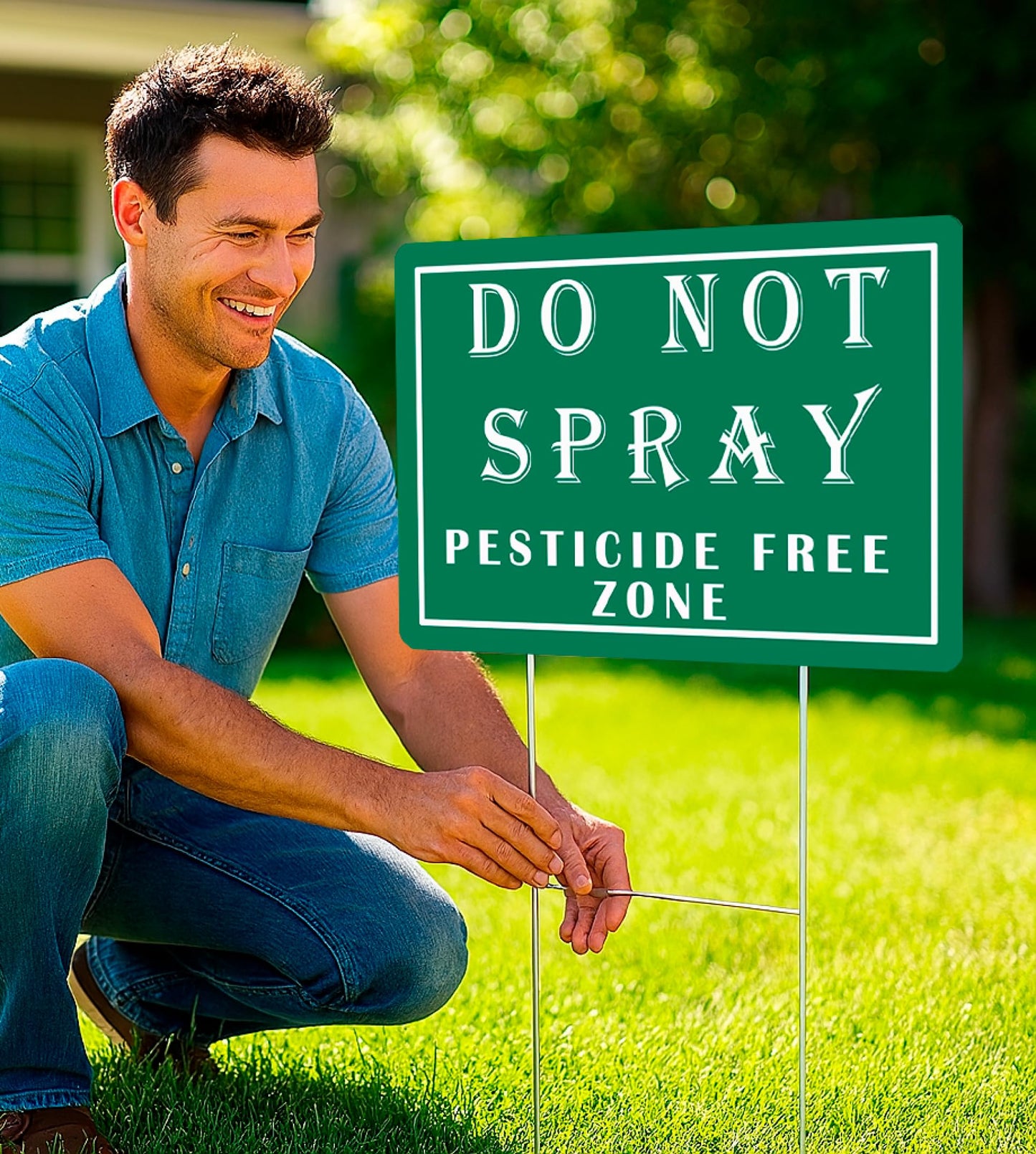 3 Pack 12x8 Inches Do Not Spray Sign with Metal Stakes - Plastics Garden Mow Signs for Outdoor and Indoor - Plant Double Sided Neighborhood Street Caution Yard Signs - Warning Caution Not Spray Sign