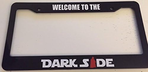 Car License Plate Frame Welcome to The Darkside - Black with Red Combo Automotive License Plate Frame - 2 Hole Bracket for Standart Cars USA Stainless Steel Tag Frame for Front or Rear