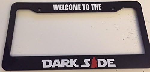 6x12.25 Inch Car License Plate Frame Welcome to The Darkside - Black with Red Combo License Plate Frame with 2 Holes and Screws - Bracket for Standart Cars USA Stainless Steel Frame for Front or Rear