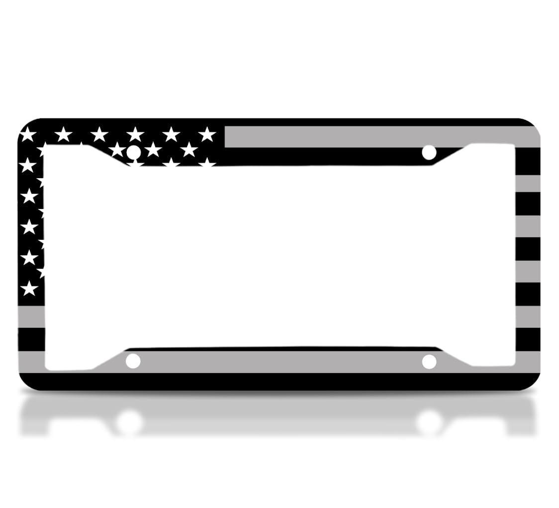 License Plate Frame 6x12.25 Inch Applicable to US Standard - American Flag with 4 Holes and Screws - Stainless Steel Frame for Your Car - Accessory That Emphasizes The Driver