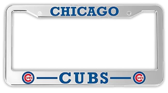 Personalized Car License Plate Frame for US Standard - Chicago Cubs 6x12.25 Inch License Plate Frames with 2 Holes and Screws - Stainless Steel Frame for Front and Rear - Universal American Frames