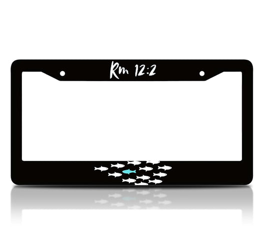 6x12.25 inch Personalized Car Black License Plate Frame with Quote Rm 12:2" with 2 Holes and Screws - Aluminium Fish Auto License Plate Frame Accessory for Standard Cars USA for Front or Rear