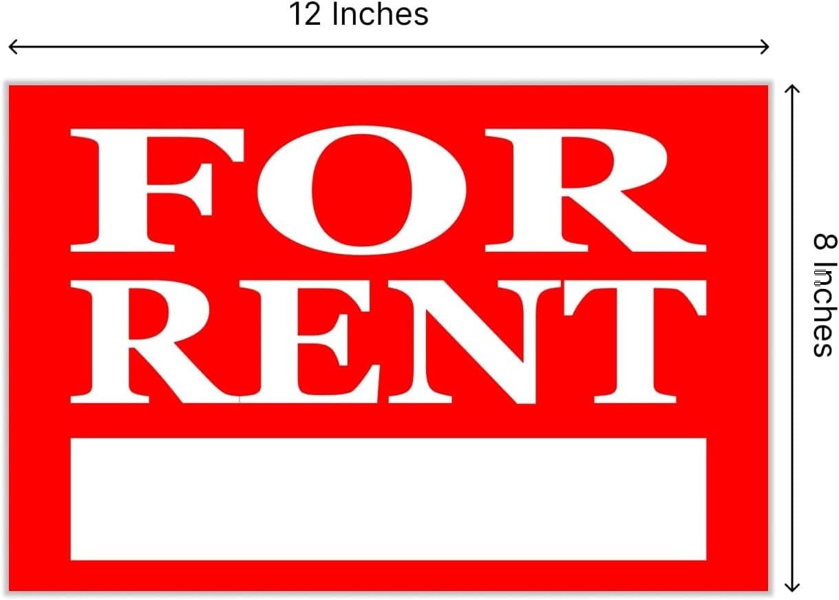 3 Pack 12x8 inch For Rent Sign Single Sided - Home for Rent Lawn Sign for Real Estate Agent, Homeowner - For Rent Rental House Home Apartment Car Auto Store Shops Business - Home Rent For Sale Signs