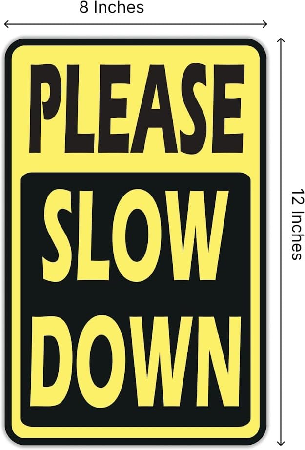 Set of 3 Double Sided 12x8 Inches Please Slow Down Signs with Stakes - Road, Traffic Safety Signs for Neighborhoods - Children and Kids at Play signs - Street Slow Children at Play Sign