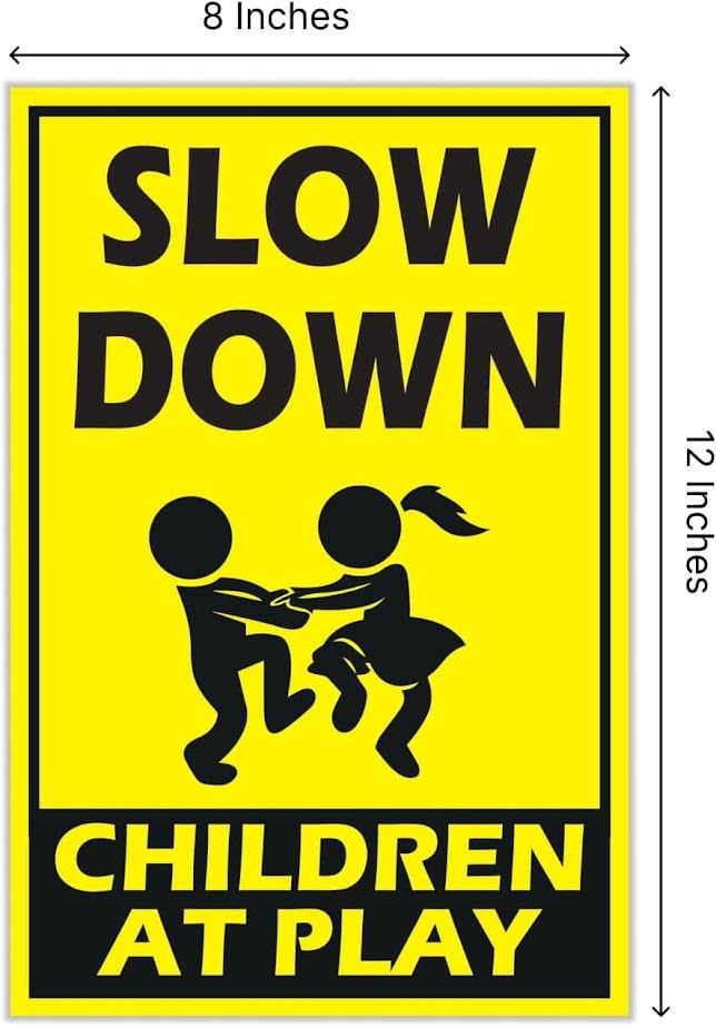 Set of 3 Double Sided Plastic Please Slow Down Sign for Playing Kids in the Street - Drive Like Your Kids Live Here Yard Sign - Slow Road Sign for Neighborhoods - Speed Limit Signs - Play Safety Sign