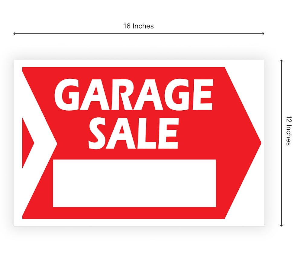 Set of 3 Double Sided 12x16 Inches Garage Sale Sign with Metal Wire H-Stakes - Plastic Home for Rent Signs - Outdoor Lawn Sale Sign for Real Estate Agents - Garage Sales Signs with Directional Arrows