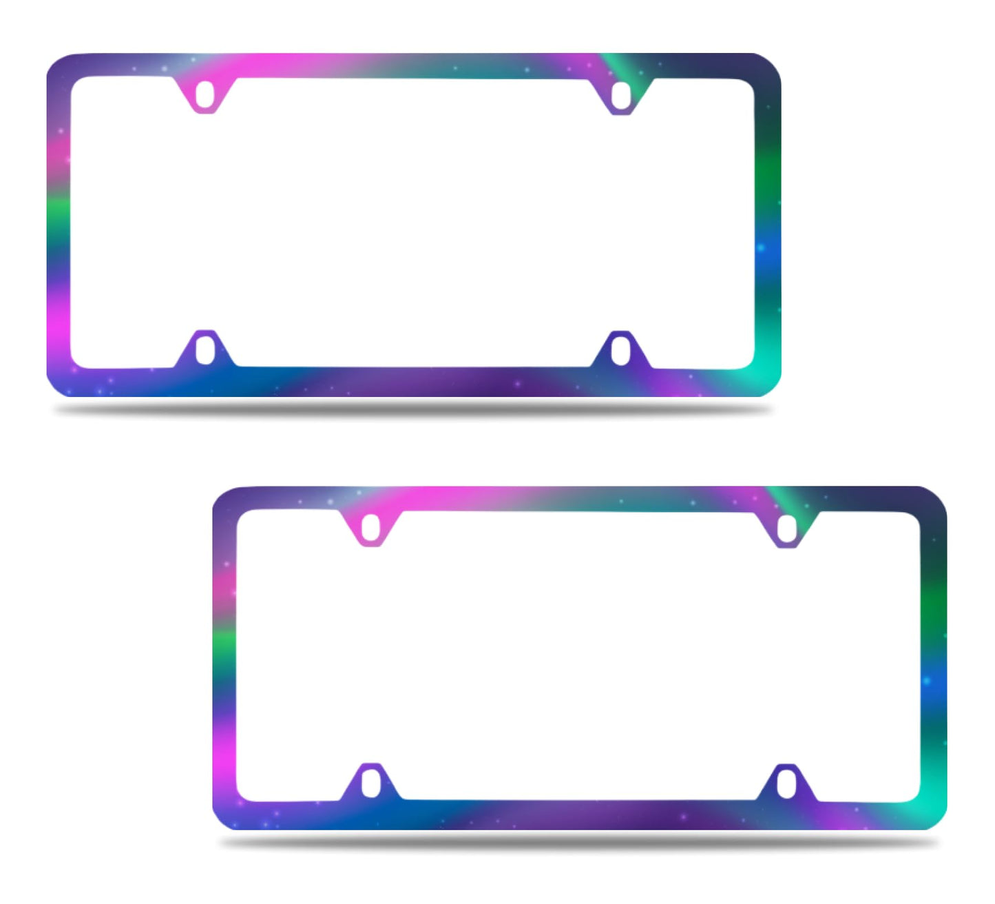 2X Tri-Color Personalized Car License Plate Frame for US Standard Frame - Mountains Metal Car Universal Accessories - Stainless Steel Plate Frame with Screws 6x12.25 inches and 4 Holes and Screw