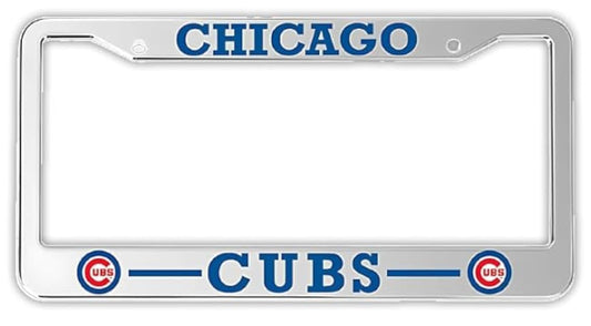 Personalized Car License Plate Frame for US Standard - Chicago Cubs 6x12.25 Inch License Plate Frames with 2 Holes and Screws - Stainless Steel Frame for Front and Rear - Universal American Frames