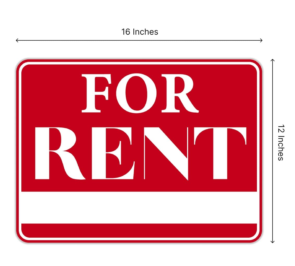 Pack of 3 For Rent Signs with Metal Wire H-Stakes - 16x12 inch Outdoor Lawn Sale Sign for Real Estate Agents - Lawn Signs with Stakes and House for Sale Signs - Double-sided Home for Rent Lawn Sign