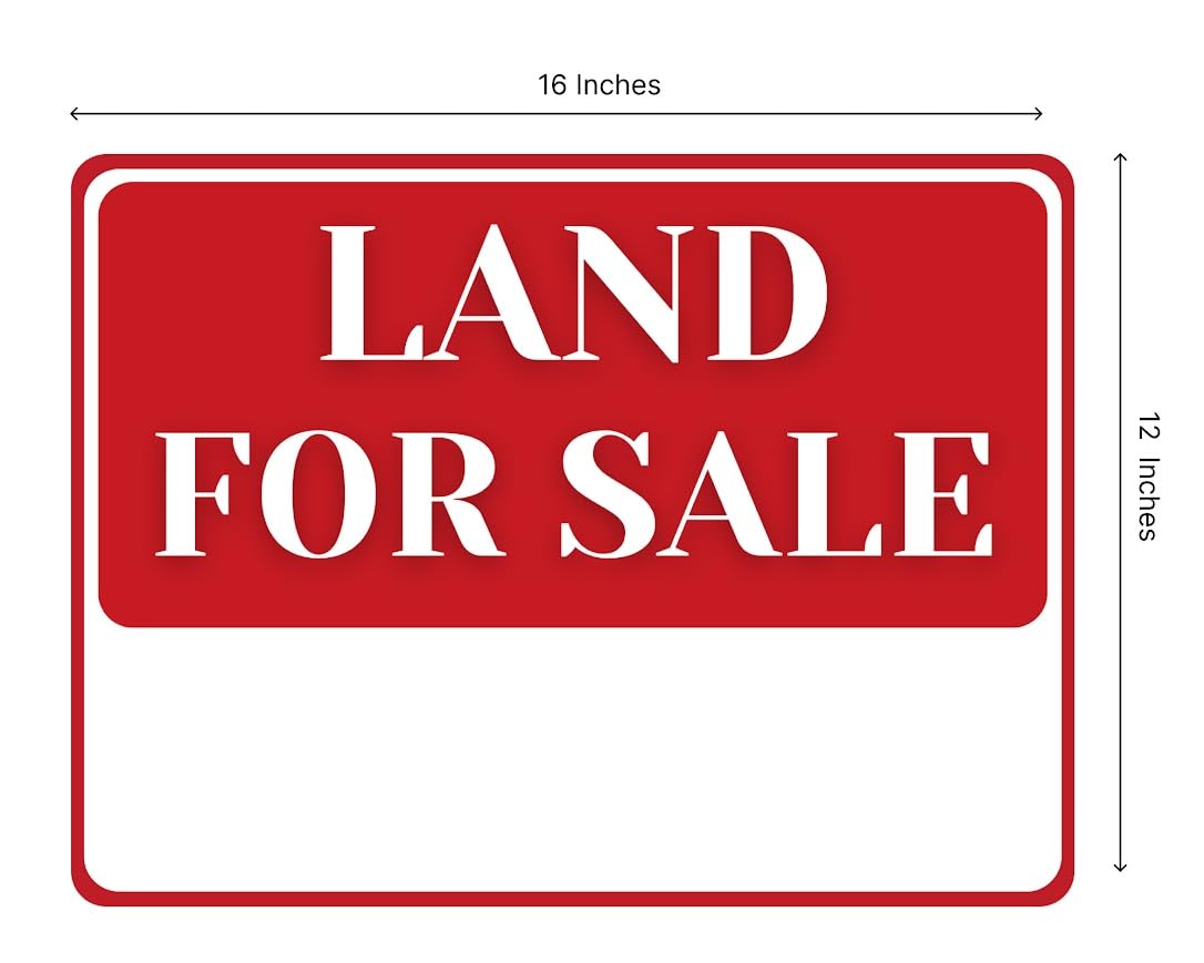 Set of 3 Double Sided 12x16 Inches Land for Sale Yard Sign with Metal Stakes - House For Sale Signs for Real Estate Agent Realtor Supplies - for Outdoor Home - Perfect for Home Owners Real Estate