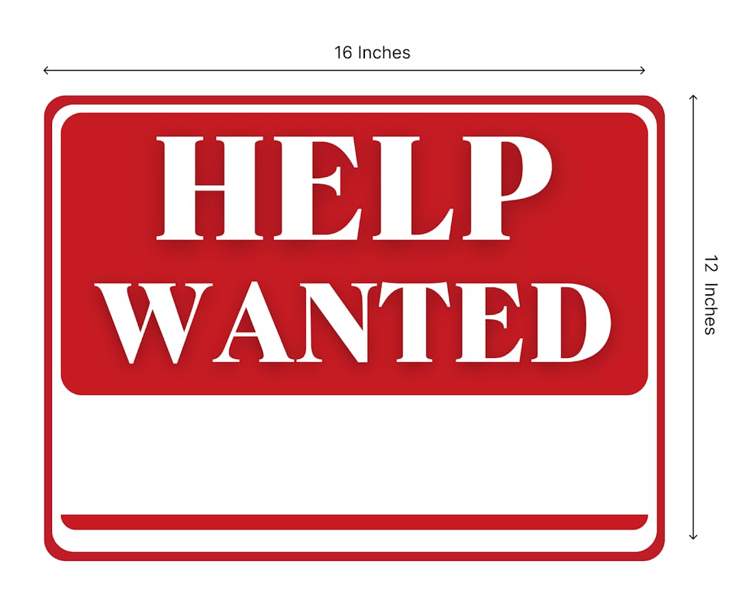 Set of 3 Plastics Double Sided 12x16 Inches Help Wanted Signs with Metal Stakes - Perfect for Home Owners Help Wanted Sign - Be a Good Neighbor Help Wanteds Sign for Outdoor or Indoor