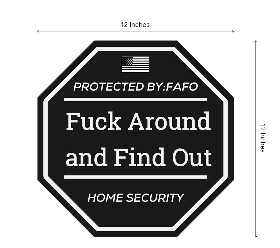 Set of 3 Double Sided 12x12 Inches Fuck Around and Find Out Signs with Metal H-Stakes - FAFO Home Security Front Yard Sign Decor - Property Security Protected By Surveillance Sign - Funny Warning Sign