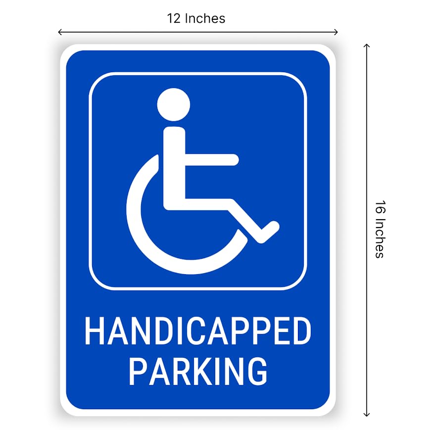 Set of 3 Double Sided 12x16 Inches Handicapped Parking with Metal Wire H-Stakes - Plastic Reserved Parking Signs for Handicapped Only - Yard Signs with Parking Space for Indoor or Outdoor