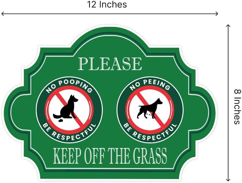 Pack of 3 No Peeing and No Pooping Dog Sign - 12x8 inch Double Sided Please Be Respectful Keep Off The Grass Yard Signs with Metal Wire H-Stakes - No Dog Poop Signs for Yard Outdoor