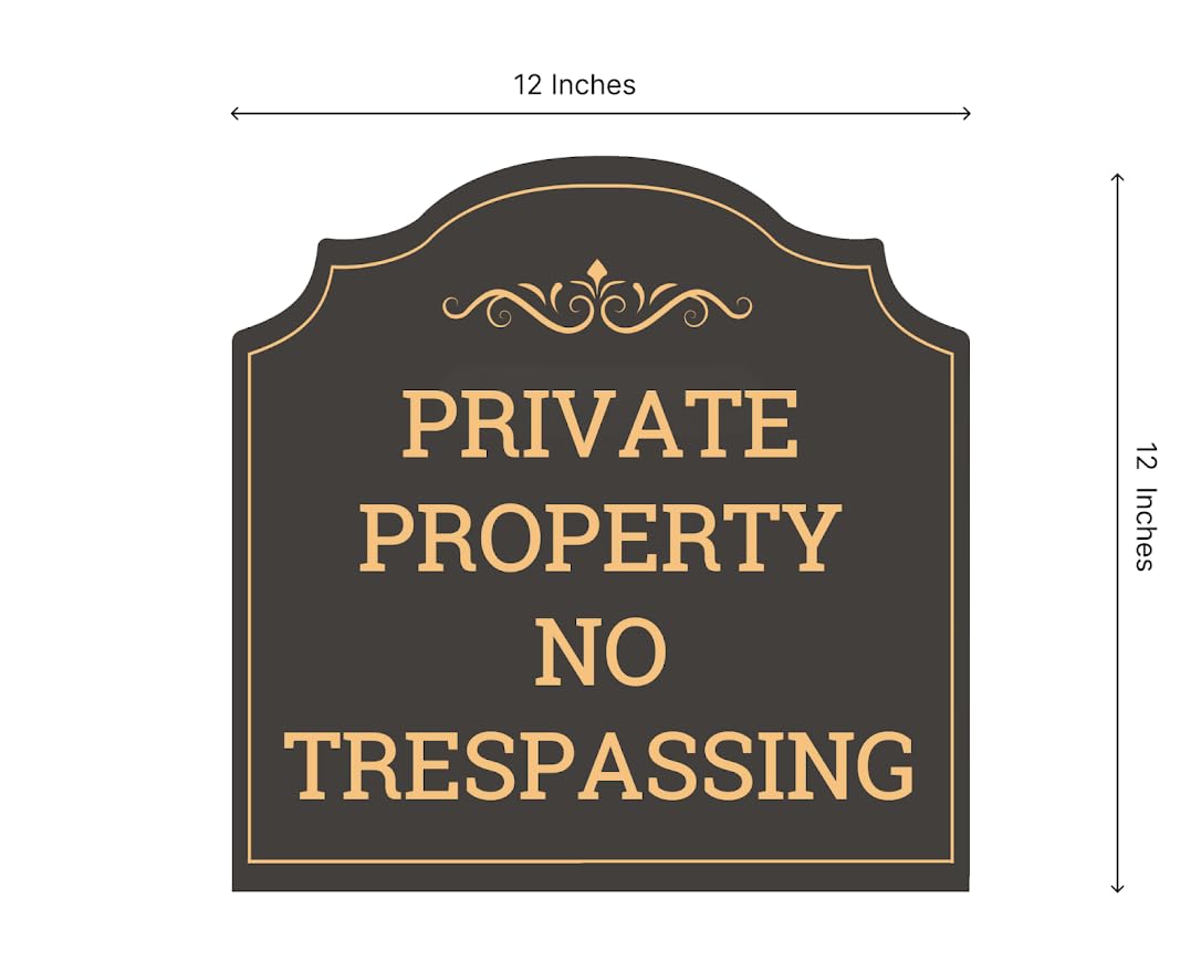 Set of 3 Double Sided 12x12 Inches Private Property No Trespassing Signs with Metal Stakes - Personalized Property Signs for Home - No Trespassing Sign for House Front Yard for Outdoor or Indoor