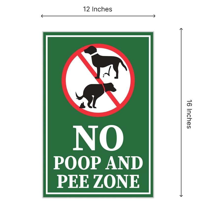 Pack of 3 No Poop and Pee Zone Yard Signs with Stakes 12x16 inch - Please Be Respectful Dog Signs for Yard Garden Lawn Outdoor - Please Be No Pooping No Peeing Dog Yard Signs