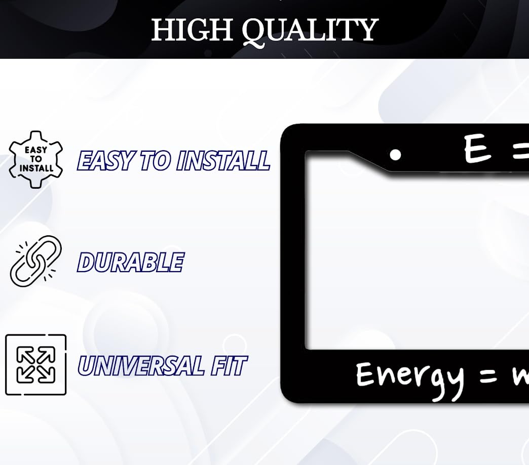 6x12.25 Inch Personalized Black License Plate Frame with Quote Energy = Milk x Coffee - Funny Front License Plate Frames Designs with 2 Standard Slotted Mounting Holes - Aluminium Frames for Auto