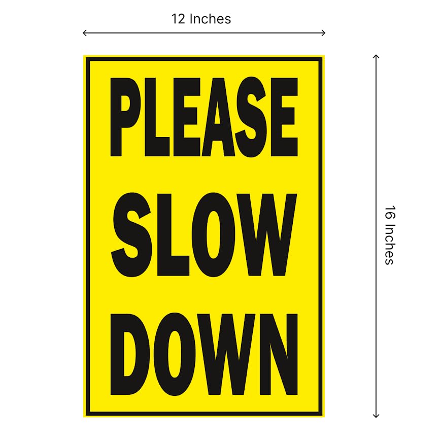 Set of 3 Double Sided 12x16 Inches Plastic Signs Please Slow Down Kids and Pets At Play or Children At Play with Metal Wire H-Stakes - Plastic Playing Kids in the Street Sign - Speed Limit Yard Signs