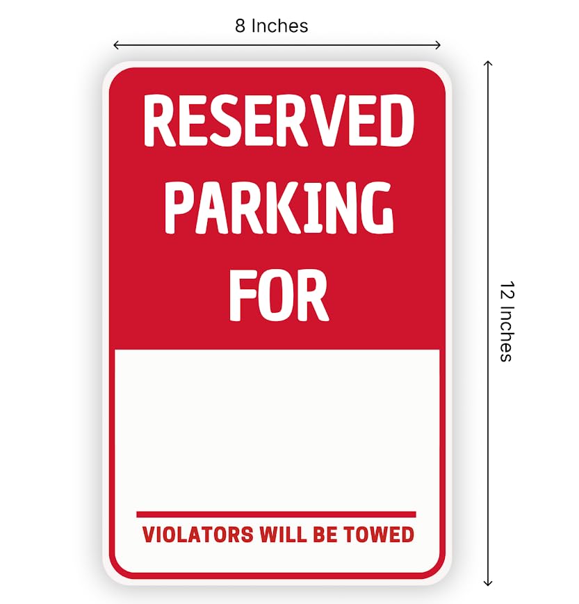 Set of 3 Double Sided 8x12 Inches Reserved Parking Sign with Metal Wire H-Stakes - Plastic Indoor or Outdoor Sign Text Only - No Parking This Space is Reserved Sign - Yard Signs with Parking Space