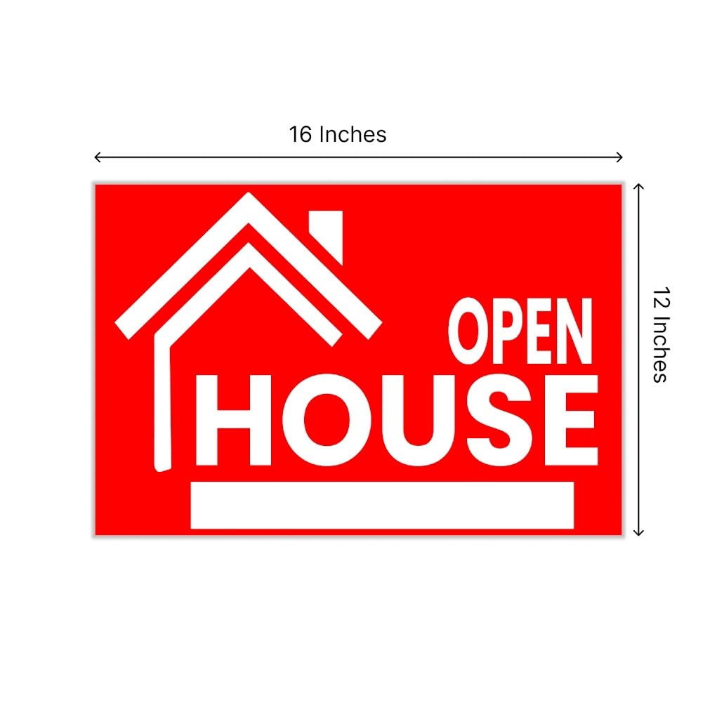 3X Single Sided 12x16 Inch Open House Signs for Real Estate Agent Supplies for Sale Sign with Stakes - Realtor Supplies for Sent Houses for Sale By Owner Yard Sign - Moving Sale Directional Signs Kit