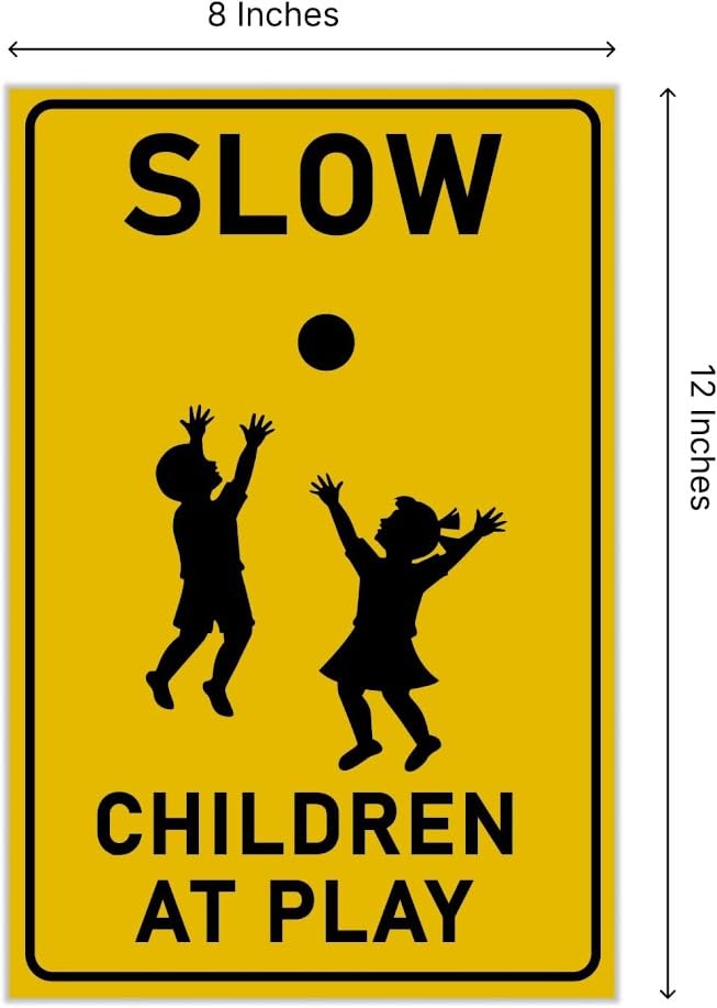 3 Pack 8x12 inch Slow-Children at Play Yard Signs with Metal Wire H-Stakes - Drive Like Your Kids Live Here Sign - Traffic Safety Signs for Neighborhoods - Children At Play Safety Signs for Street