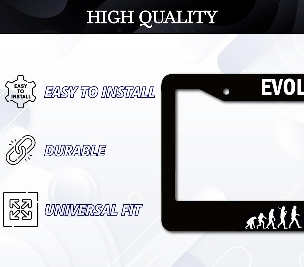 6x12.25 inch Personalized Car Black License Plate Frame with Quote Evolution with 2 Holes and Screws - Aluminium Christian Auto License Plate Frame Accessory for Standard Cars USA for Front or Rear