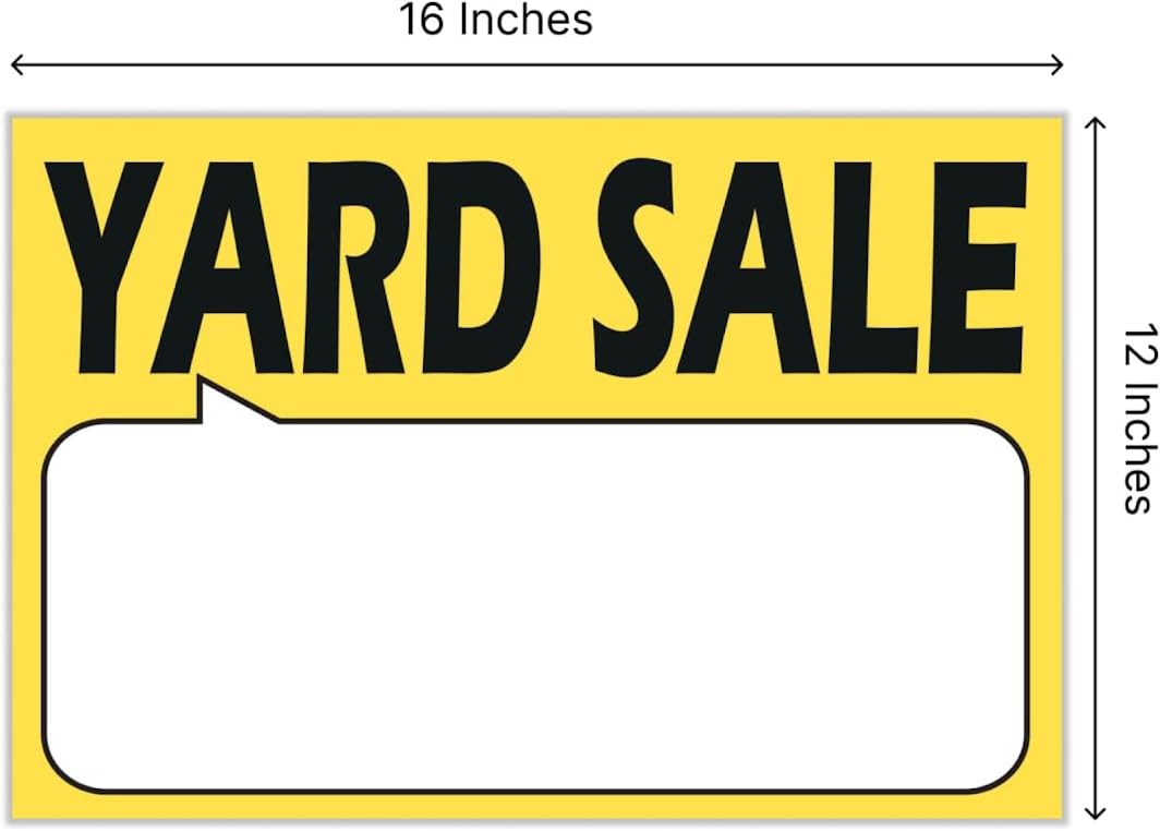 3 Yard Sale Signs with Stakes High Visibility Double Sided Printing 12x16 Inch - Corrugated Plastic - Lawn Outdoor Garage or Outdoor Property Sale Sign for Business or Personal Use